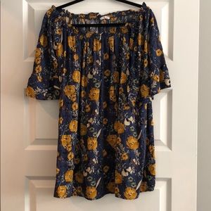 Off the shoulder, silky patterned dress